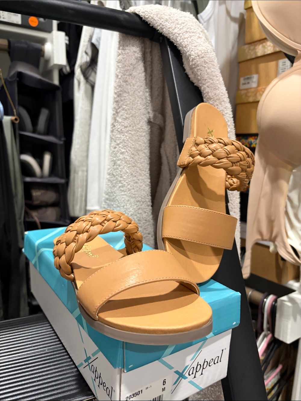 Xappeal Braided Strap Slide Sandals in Tan